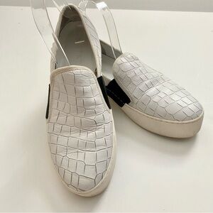 1.State Waylan White Croc Leather Slip On Platform Sneaker Shoes 8.5